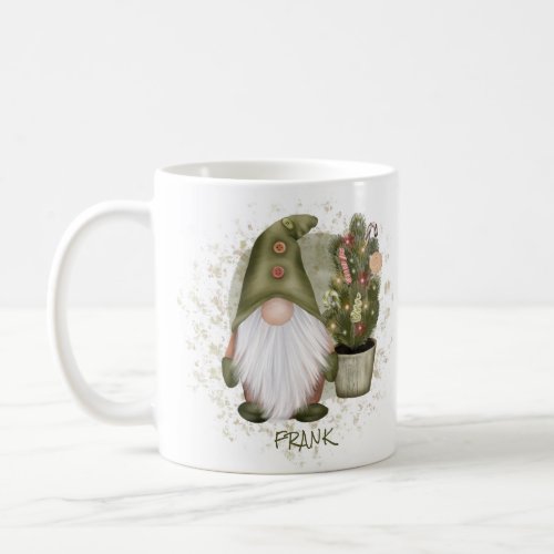 Funny Christmas Gnome Tree Monogram Name  Coffee Mug