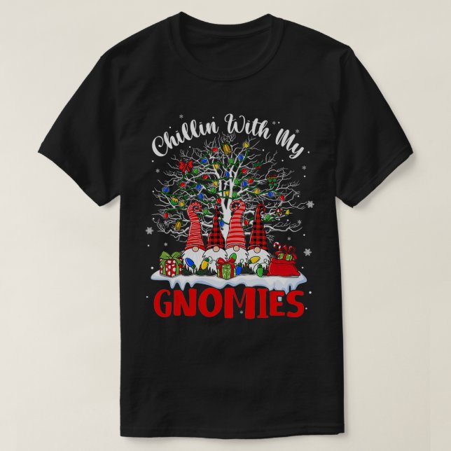 Funny Christmas Gnome With My Gnomies Xmas Men Wom T-Shirt (Design Front)