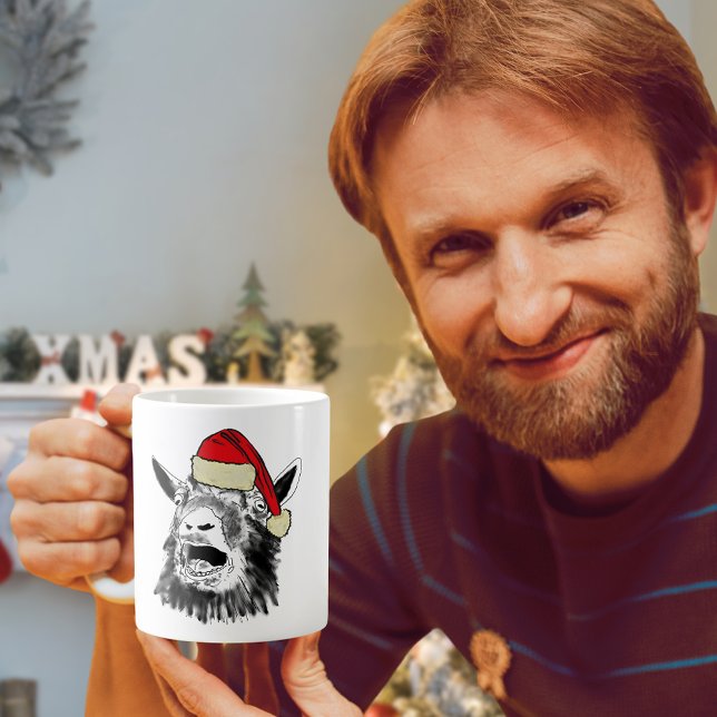 Funny Christmas Goat Coffee Mug (Funny Christmas screaming goat coffee mug farm animal art humor)