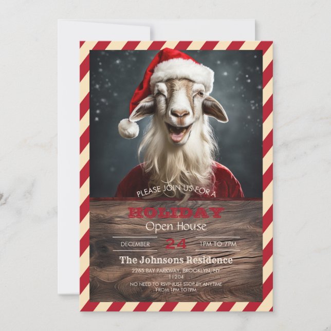 Funny Christmas Goat Invitation (Front)