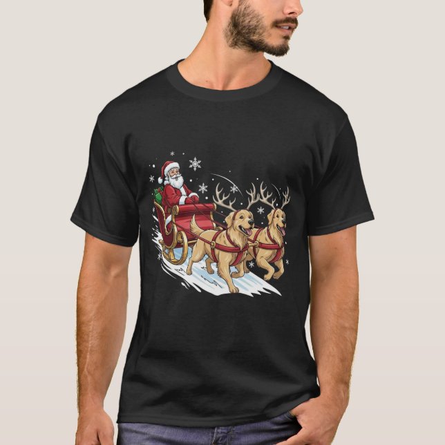 Funny Christmas Golden Retriever Dogs Lover Xmas T-Shirt (Front)