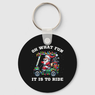 Funny Christmas Golfer Santa What Fun It Is To Rid Keychain