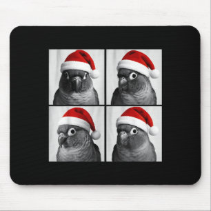 Funny Christmas Green Cheek Conure Santa Photo Boo Mouse Pad