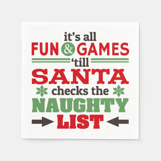 Funny Christmas Greeting Typography in Red/Green Napkins (Front)