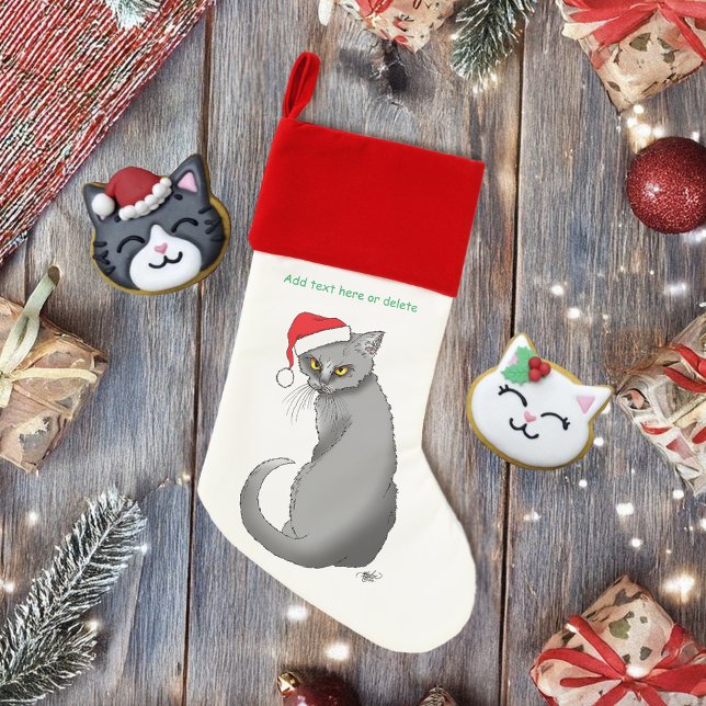 Funny Christmas Grey Cat Christmas Stocking (Creator Uploaded)