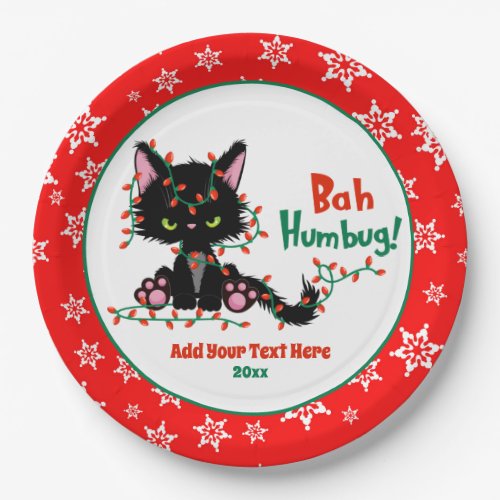 Funny Christmas Grumpy Cat Bah Humbug Paper Plates