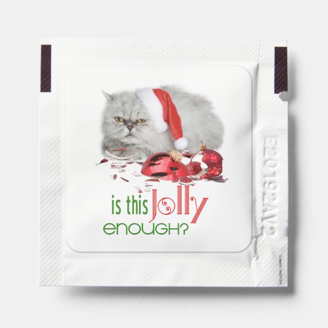 Funny Christmas Grumpy Kitty  Jolly Enough Hand Sanitizer Packet (Sticker on Packet)