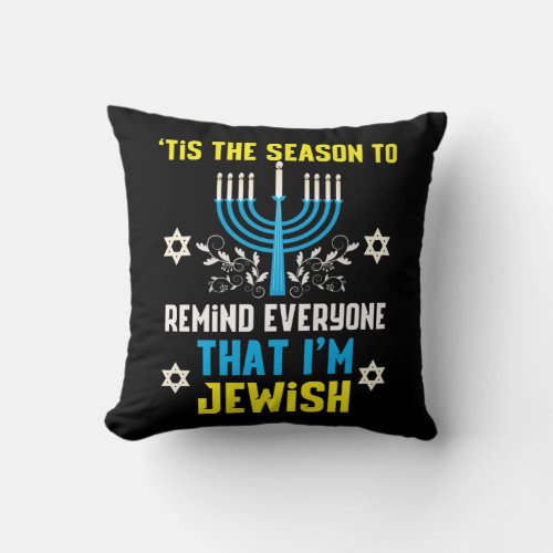 Funny Christmas Hanukkah Jewish Menorah Humor Throw Pillow