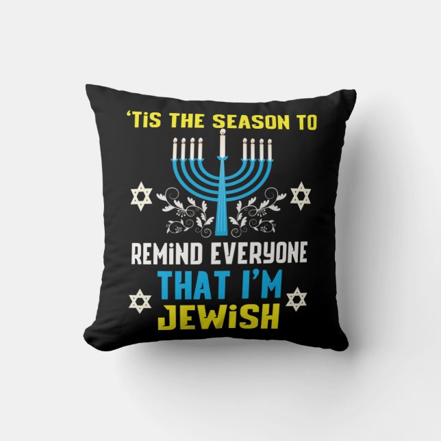 Funny Christmas Hanukkah Jewish Menorah Humor Throw Pillow (Front)