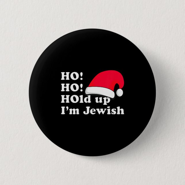 Funny Christmas Hat Design For Irreverent Jewish P Button (Front)