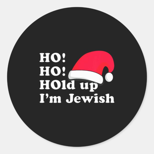 Funny Christmas Hat Design For Irreverent Jewish P Classic Round Sticker (Front)