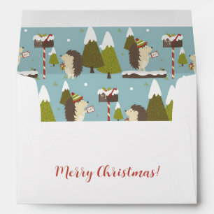 Funny Christmas Hedgehog Merry Christmas Envelope