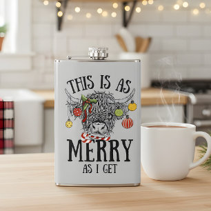 Funny Christmas Highland Cow Flask