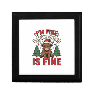 Funny Christmas Highland Cow I’m Fine Everything I Gift Box