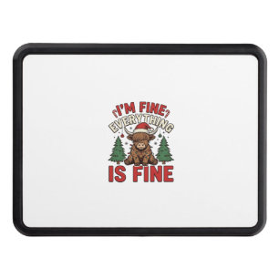 Funny Christmas Highland Cow I’m Fine Everything I Hitch Cover
