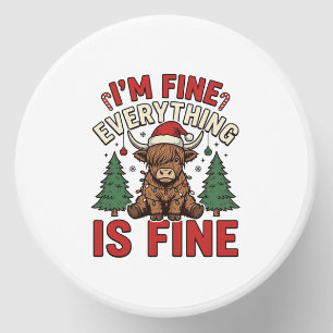 Funny Christmas Highland Cow I’m Fine Everything I Mini Candle Favors