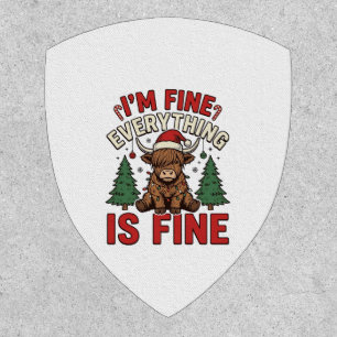 Funny Christmas Highland Cow I’m Fine Everything I Patch
