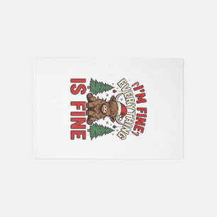 Funny Christmas Highland Cow I’m Fine Everything I Rug