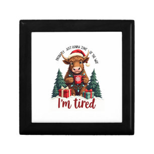 Funny Christmas Highland Cow Vintage Holiday Quote Gift Box