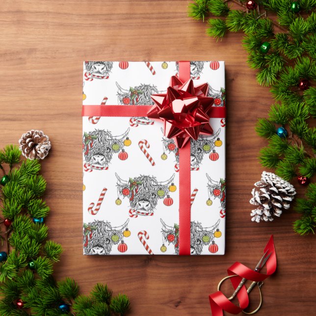 Funny Christmas Highland Cow Wrapping Paper (Holiday Gift)
