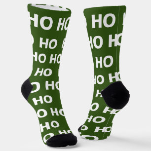 Funny Christmas Ho Ho Ho Green White Holiday Socks