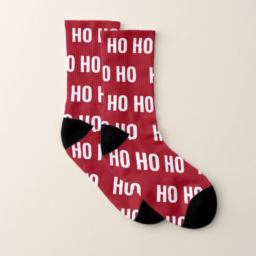 Funny Christmas Ho Ho Ho Red White Socks