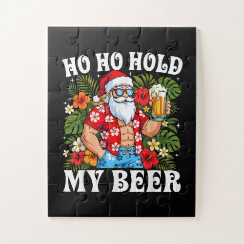 Funny Christmas Ho Ho Hold My Beer Santa Jigsaw Puzzle