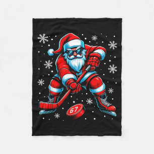 Funny Christmas Hockey Cool Santa Claus 6 7 Meme T Fleece Blanket