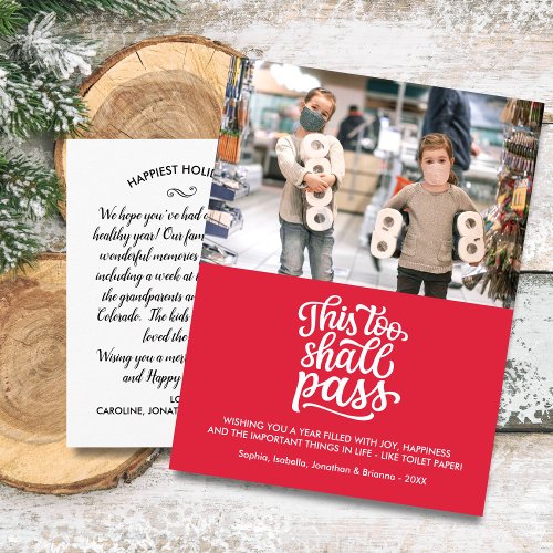 Funny Christmas Holiday Family Photo Custom Text Postcard