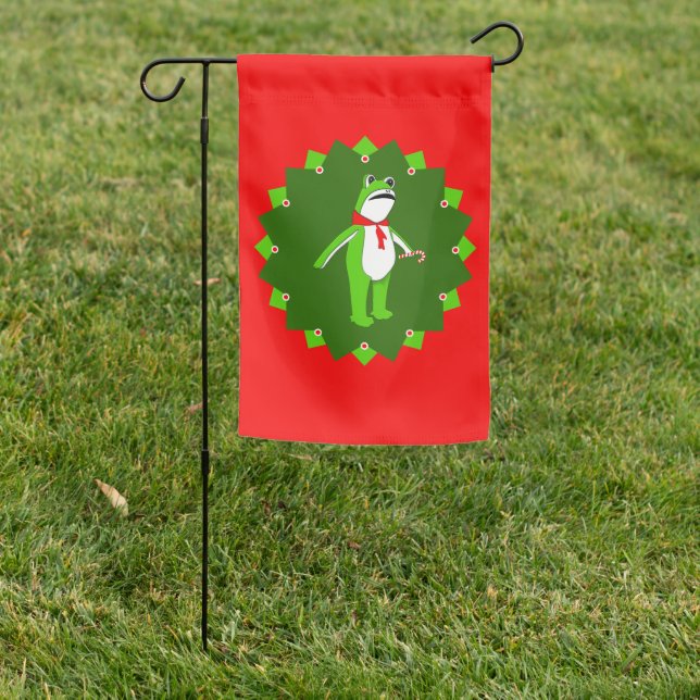 Funny Christmas Holiday Frog Garden Flag (In SItu)