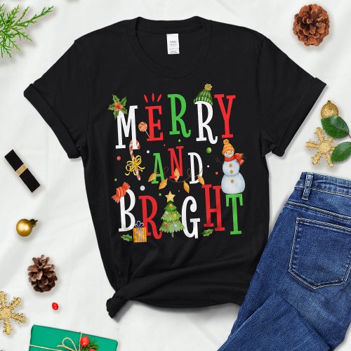 Funny Christmas Holiday Merry and Bright T_Shirt