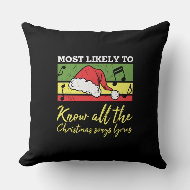 Funny Christmas Holiday Music Throw Pillow (Front)