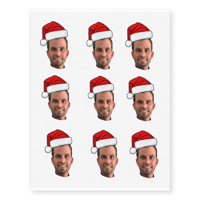 Funny Christmas Holiday Picture Photo Birthday Temporary Tattoos (Front)