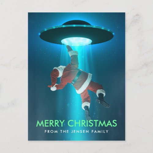 Funny Christmas Holiday Postcards  Santa UFO