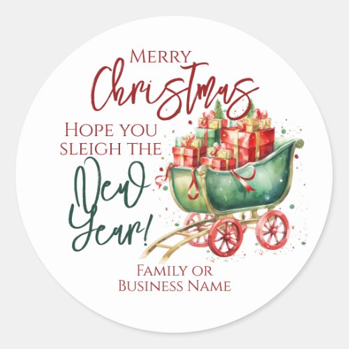 Funny Christmas Holiday Sleigh The New Year Classic Round Sticker