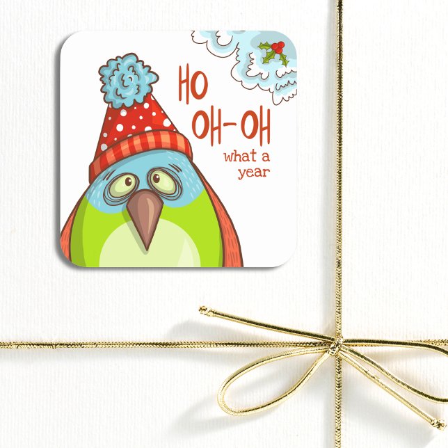 Funny Christmas Holidays Sayings Festive Bird Square Sticker (Creator Uploaded)