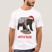 Funny Christmas Honey Badger and Snake Slogan T-Shirt (Front)