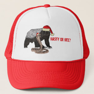 Funny Christmas Honey Badger Santa Trucker Hat