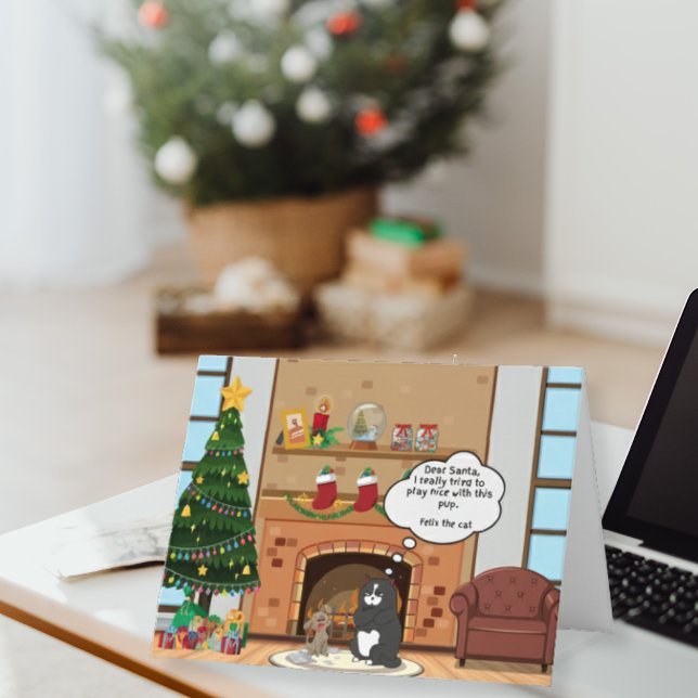 Funny Christmas Humor Bah Hum Cat Holiday Card (Creator Uploaded)