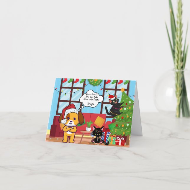 Funny Christmas Humor Bah Hum Dog Holiday Card (Front)