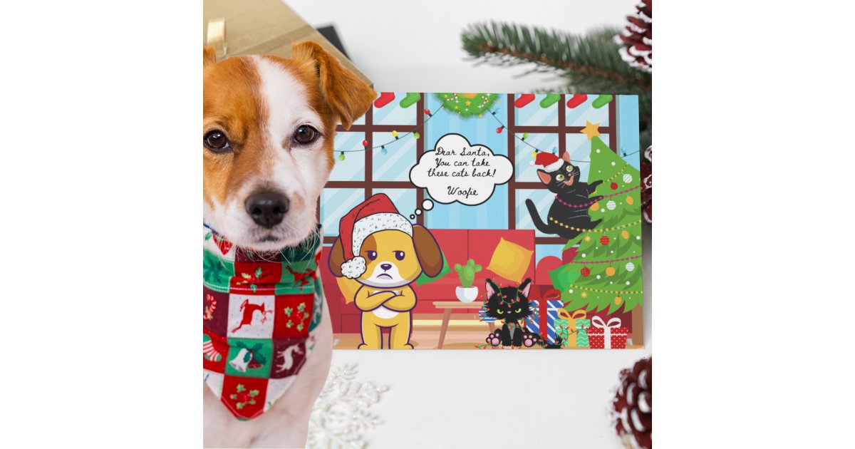 Hum Dog Funny Christmas Humor Bah Hum Dog Holiday Postcard | Zazzle