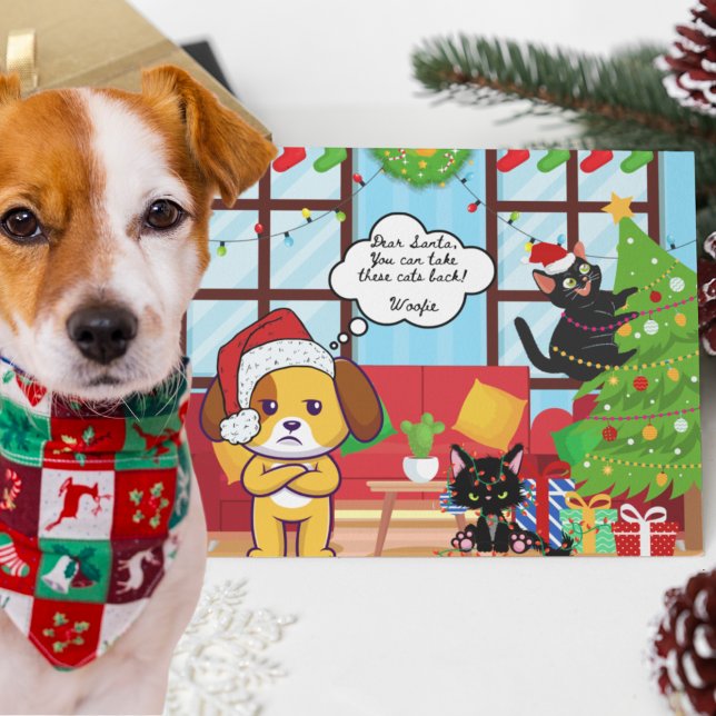 Funny Christmas Humor Bah Hum Dog Holiday Postcard (Creator Uploaded)