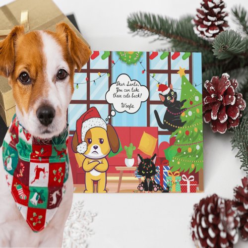 Funny Christmas Humor Bah Hum Dog Holiday Postcard