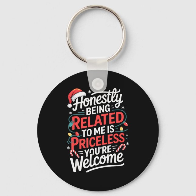 Funny Christmas Humor Pajama Xmas For Men Women Ki Keychain (Front)