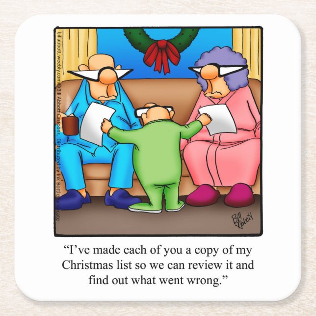 Funny Christmas Humor Paper Coasters (Front)