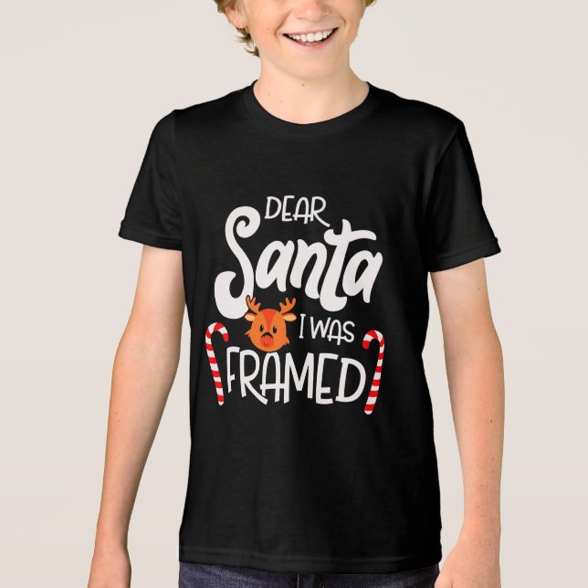 Funny Christmas I Was Framed Modern Holiday Tri-Blend Shirt (Front)
