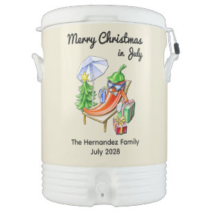 Funny Christmas in July Chilli Cartoon Art Igloo Beverage Cooler