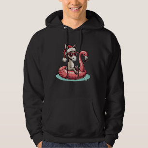 Funny Christmas in July Donkey Santa Flamingo Floa Hoodie
