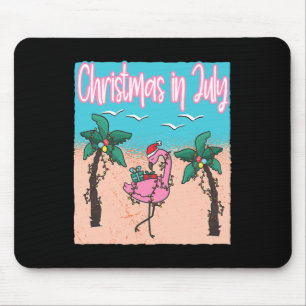 Funny Christmas In July Flamingo Christmas In July Mouse Pad