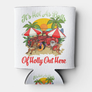 Funny Christmas In July Hot As Balls Santa Summer Can Cooler